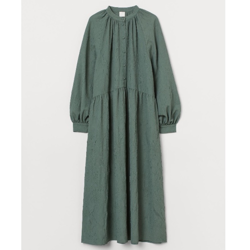 H&M Button-top dress, green crinkle